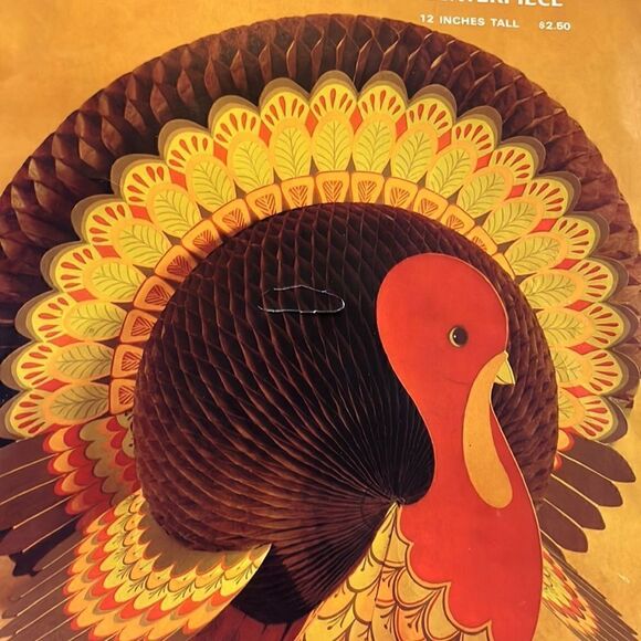 Vintage Hallmark honeycomb Thanksgiving turkey & Santa Christmas Card holder - Picture 7 of 11